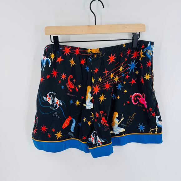 BedHead Cellestial Astrology Print Pajama Shorts 100% Silk with Pockets Size XL - Picture 2 of 7